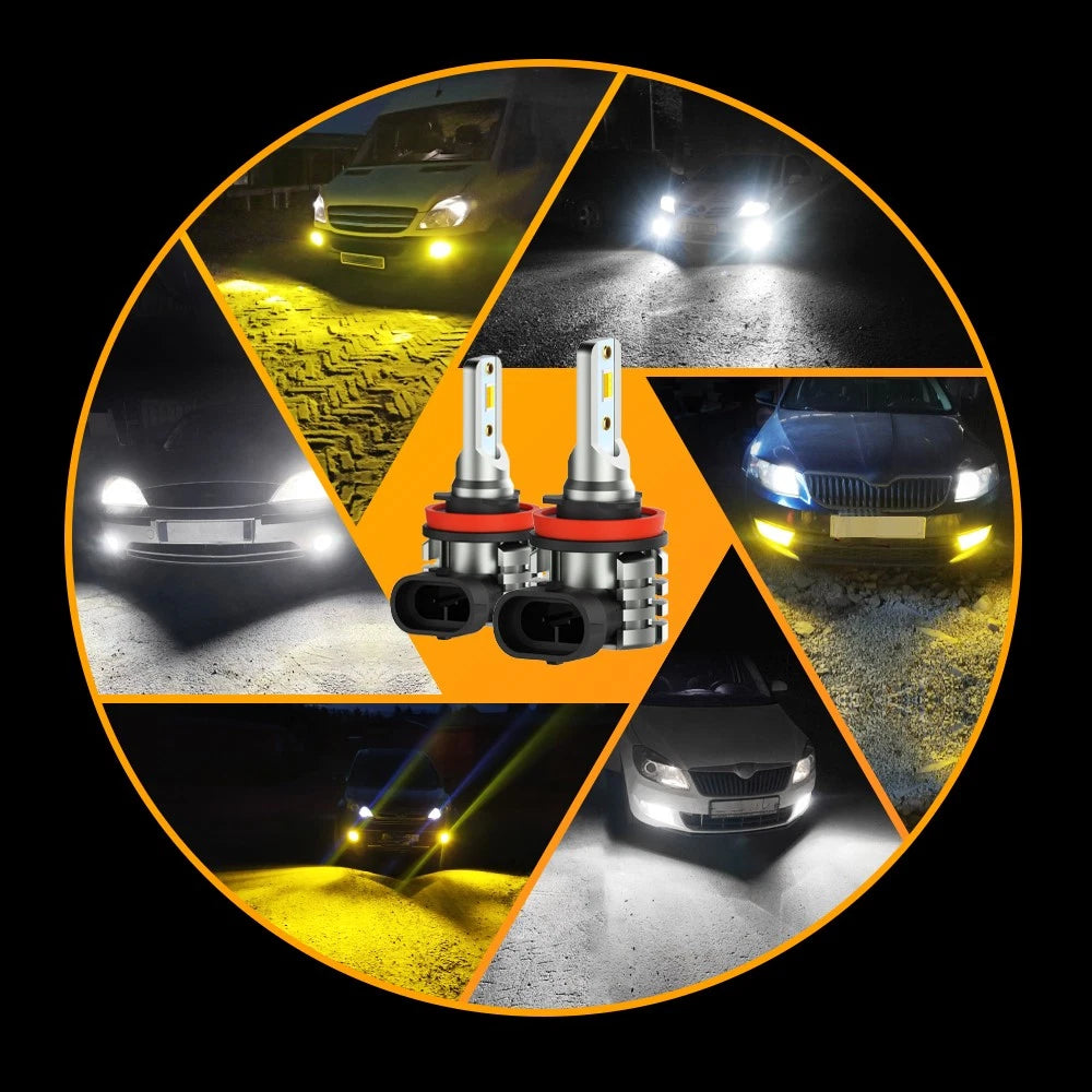 LED Bulb H11 H6 H8 Headlight Low Beam Fog Light Bright White Yellow Dual Colors 6B93BC-57