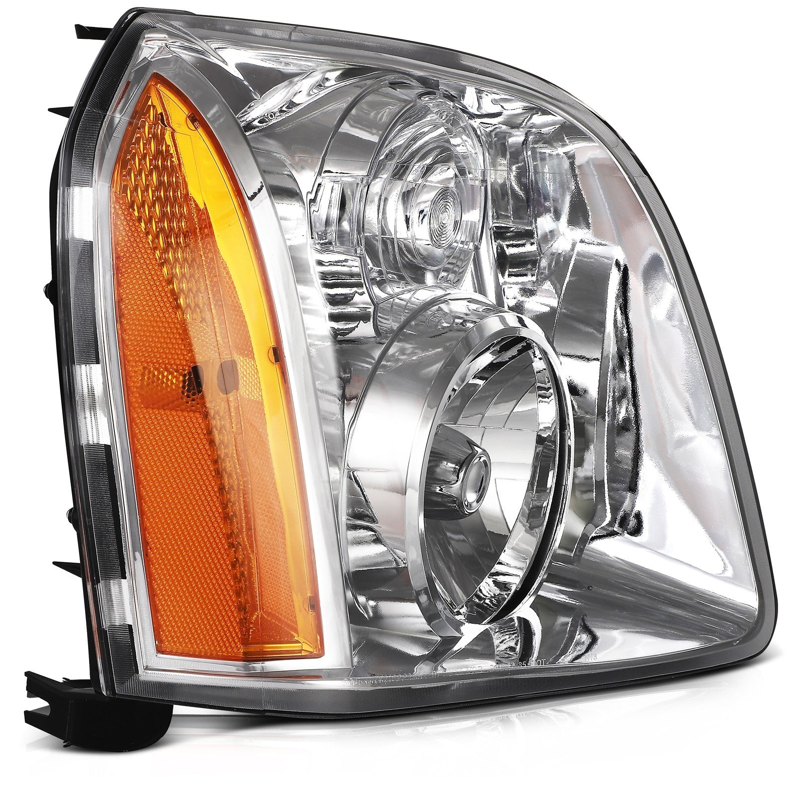 Headlights Assembly LH+RH For 2014-2007 GMC Yukon XL 1500 2500 Chrome w/Amber 6B93BC-57