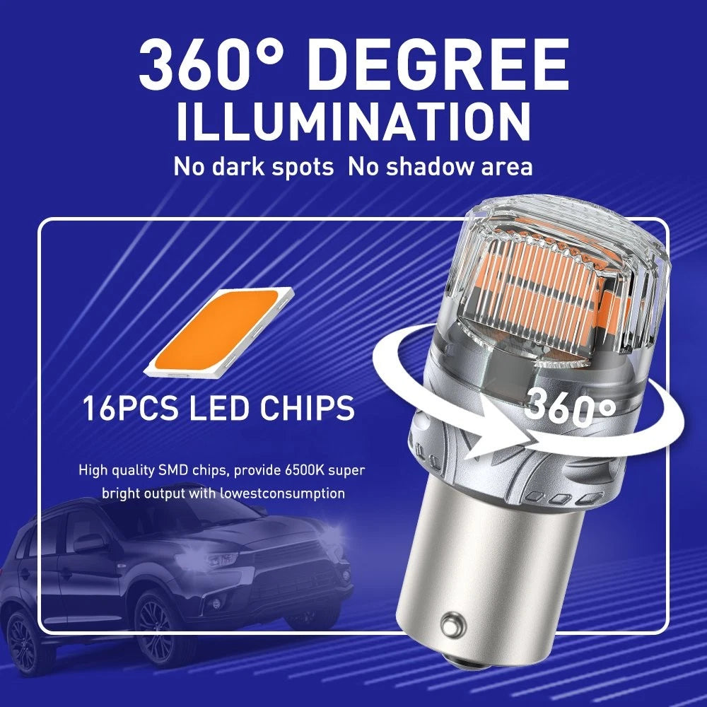2X AUTOONE 1156 Amber LED Turn Signal Light Bulb Error Free Anti Hyper Flash EOA AUTOONE
