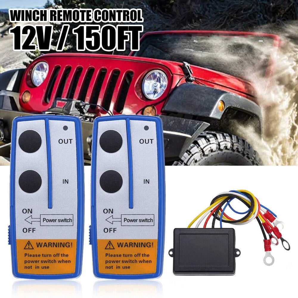 12V Wireless Remote Control Kit Truck For Jeep Car Atv Winch Dump Trailer 150Ft 6B93BC-57