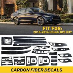 For Infiniti G25 G37 4 Doors 3D Carbon Fiber Pattern Interior DIY Trim Decal EOA 6B93BC-57