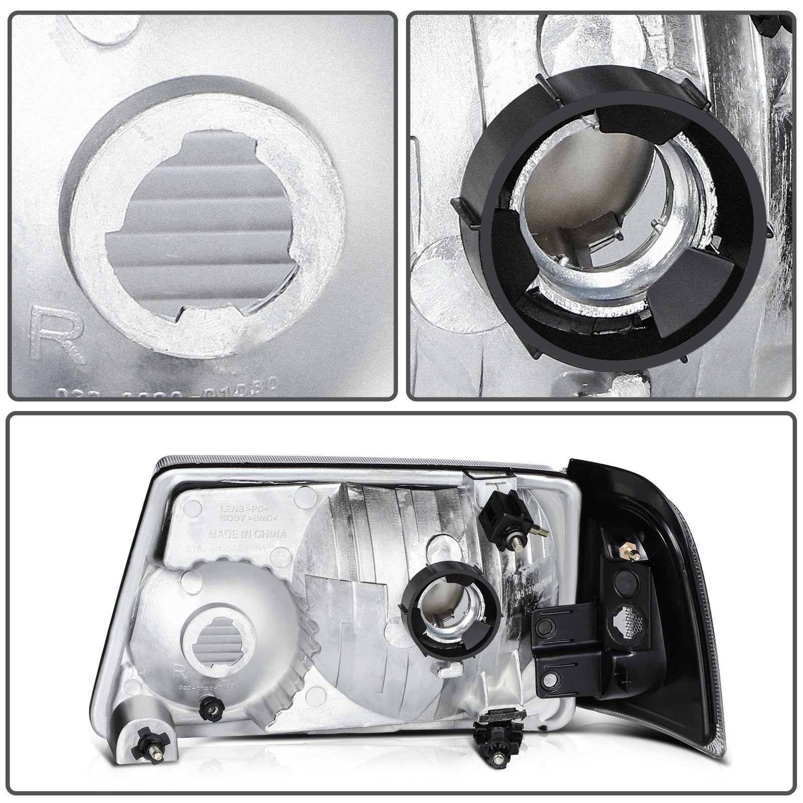 Pair Kit Halogon Black Headlights Assembly For 2001-2011 Ford Ranger Black 6B93BC-57