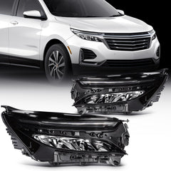 Pair LED Headlights Assembly For 2022-2024 Chevrolet Equinox LT RS 1.5L Black 6B93BC-57