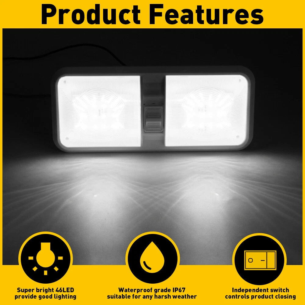 RV Interior 48 LEDs Light Ceiling Camper Trailer 11V-18V with 600LM Switch White 6B93BC-57