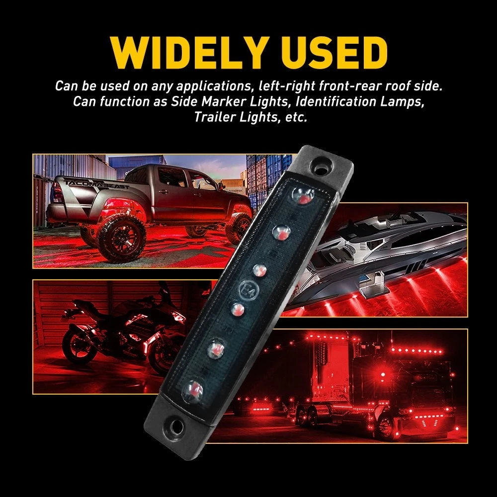 10X Red Marker Side Lights LED Bullet Lights Clearance Trailer Truck Waterproof 6B93BC-57