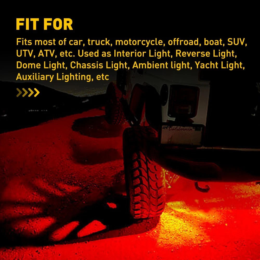 4 PCS Waterproof Underglow Underbody Lighting Kit Pure Red LED Rock Lights EOA 6B93BC-57