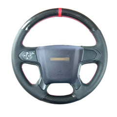 Carbon Fiber&Hole Leather Steering Wheel Hand Sewing Wrap Cover For Chevy Tahoe