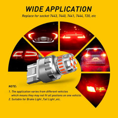 4X AUXITO 7443 7440 Flash Strobe Blinking Red Brake Tail Stop Light LED Bulbs EA AUXITO