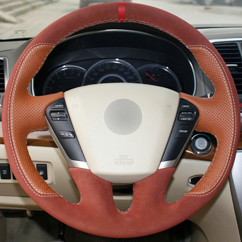 Top Leather Steering Wheel Hand-stitch on Wrap Cover For Nissan Teana 2008-2012