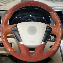 Top Leather Steering Wheel Hand-stitch on Wrap Cover For Nissan Teana 2008-2012
