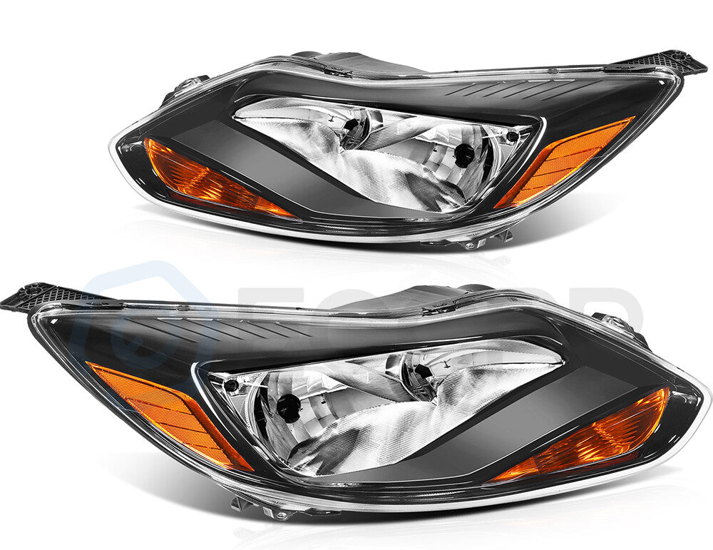 Headlight Assembly For 2012-2014 Ford Focus SE Headlamps Aftermarket Pair Black 6B93BC-57