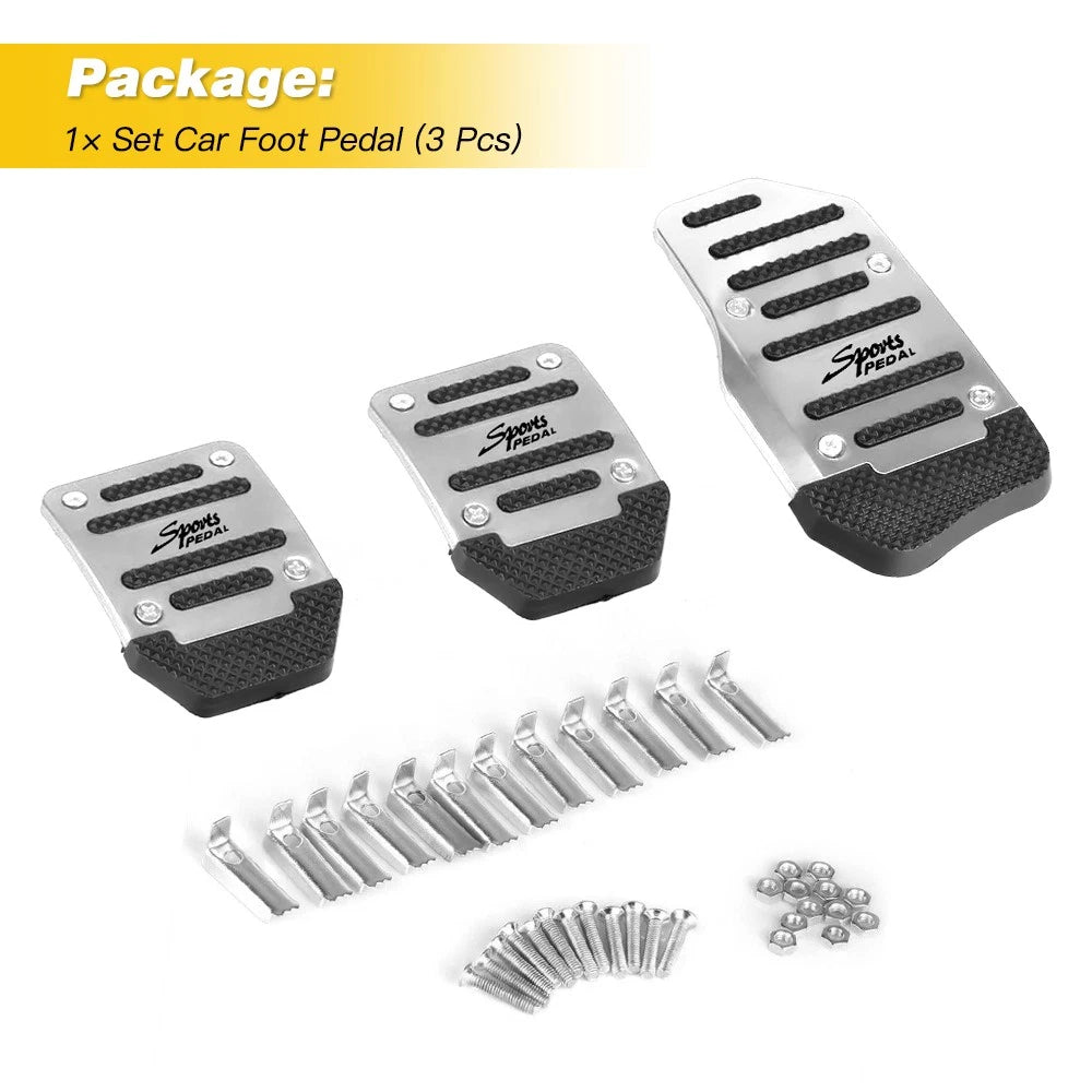 3x Silver Car Universal Non-Slip Manual Transmission Brake Foot Pedal Pad Cover 6B93BC-57
