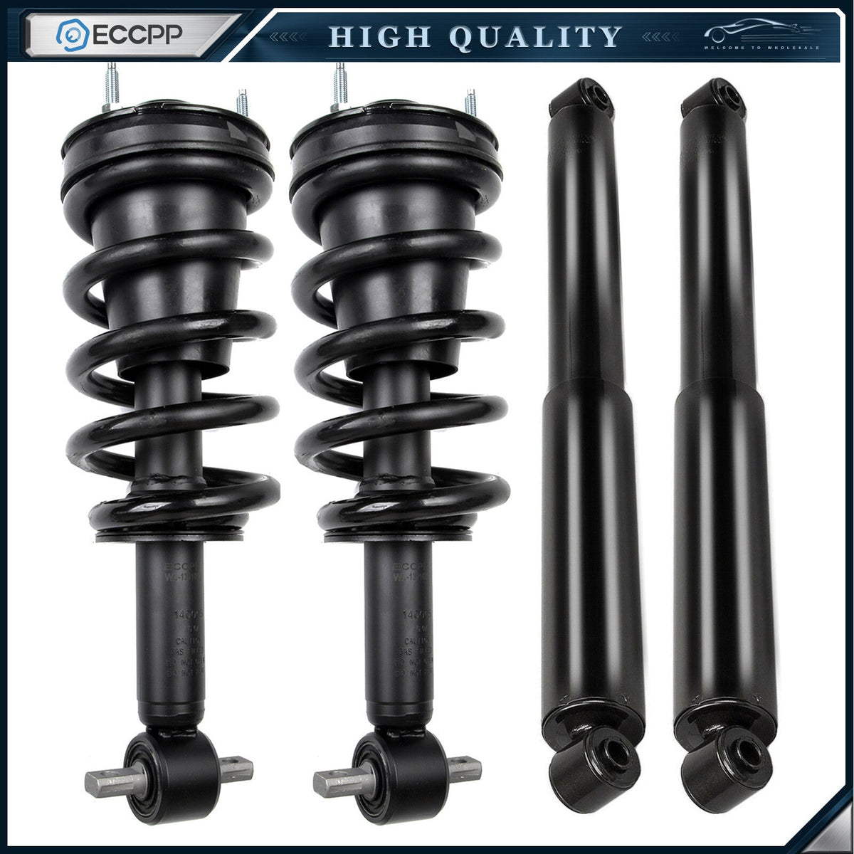 4 Pcs For 2007-2013 Chevy Silverado 1500 Front Struts Coil Springs + Rear Shocks 6B93BC-57