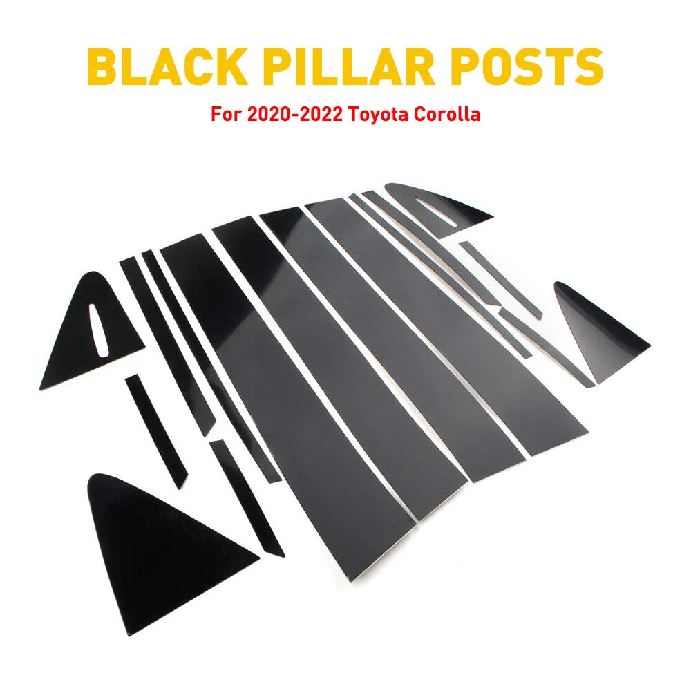 For 2020-2022 Toyota Corolla Sedan Glossy Black Pillar Posts Door Trim Kit 16Pcs 6B93BC-57