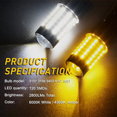 White/Amber Switchback LED Turn Light Signal Bulbs For Chevy Silverado 1500 2500 6B93BC-57