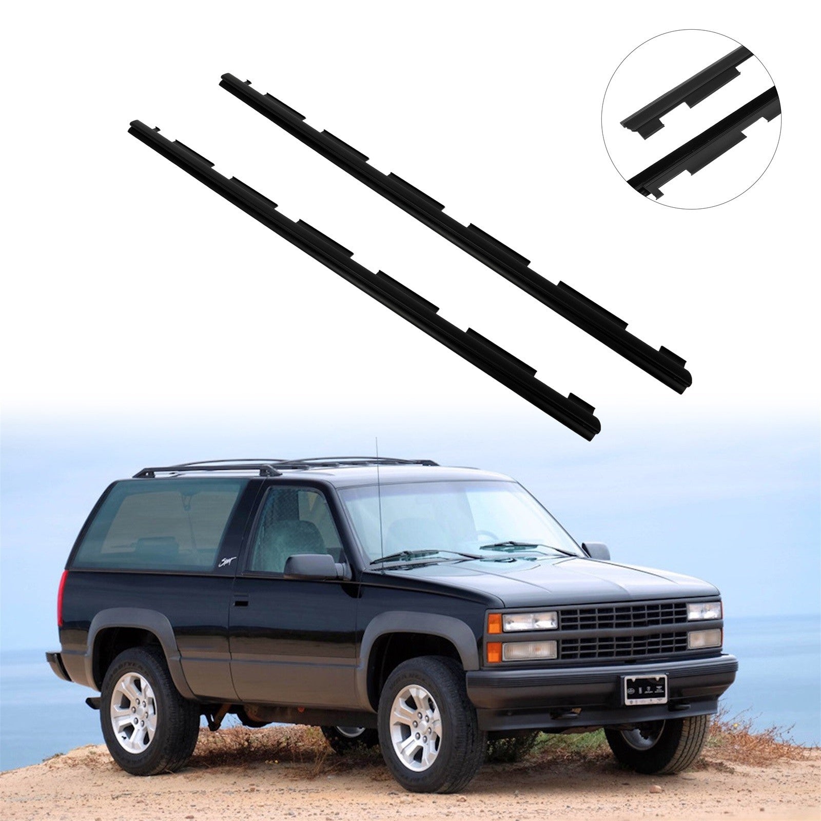 For 1992-1994 Chevrolet Blazer Pair Front Door Window Seal Belt Molding 6B93BC-57
