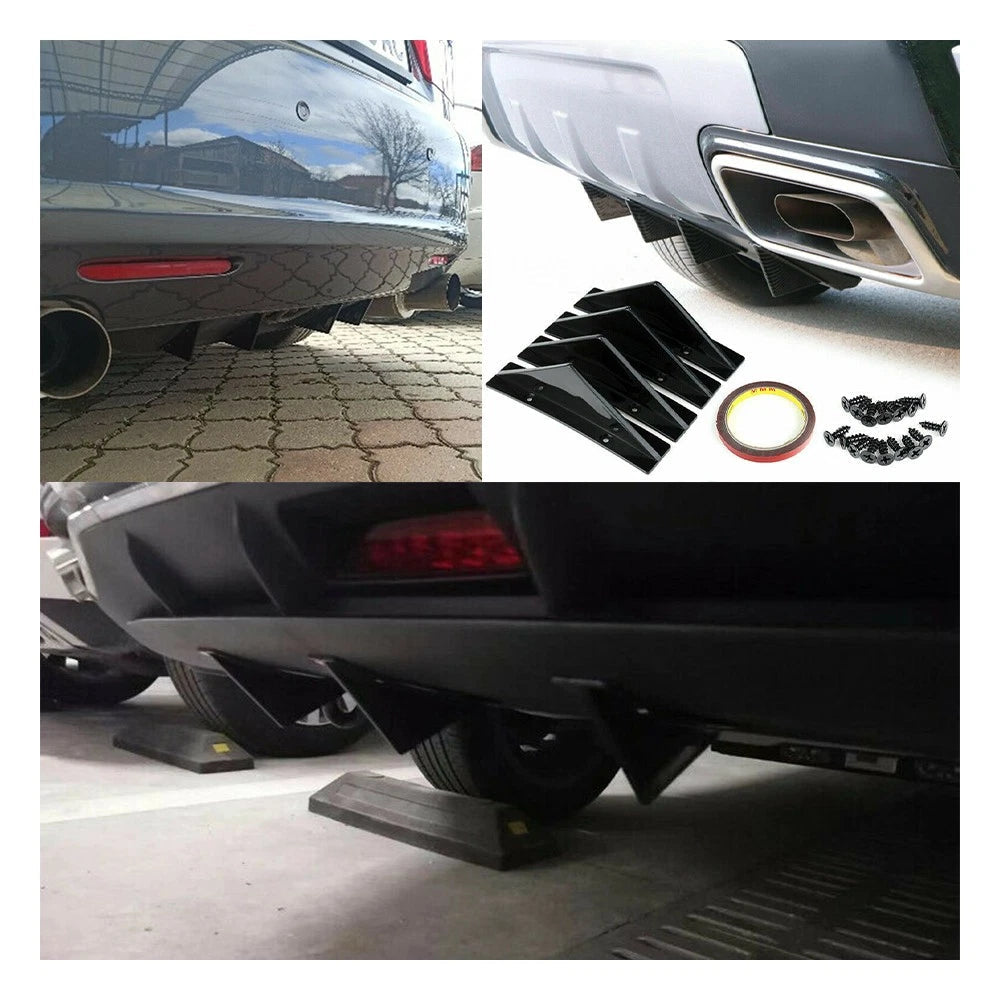For Dodge Charger Challenger Rear Diffuser Shark Fins Bumper Lip Splitter Glossy 6B93BC-57