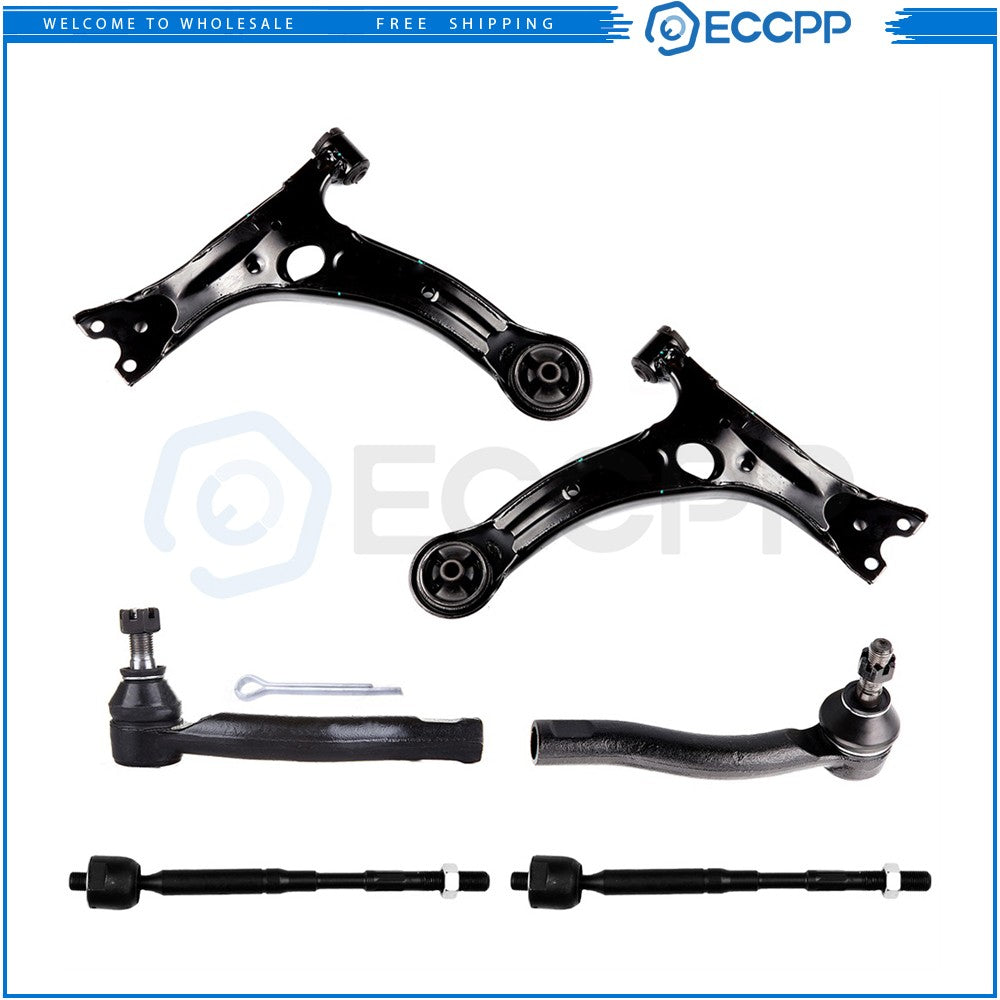 6x Front Lower Control Arm & Tie Rod End Link For 2003-2008 Toyota For Corolla 6B93BC-57