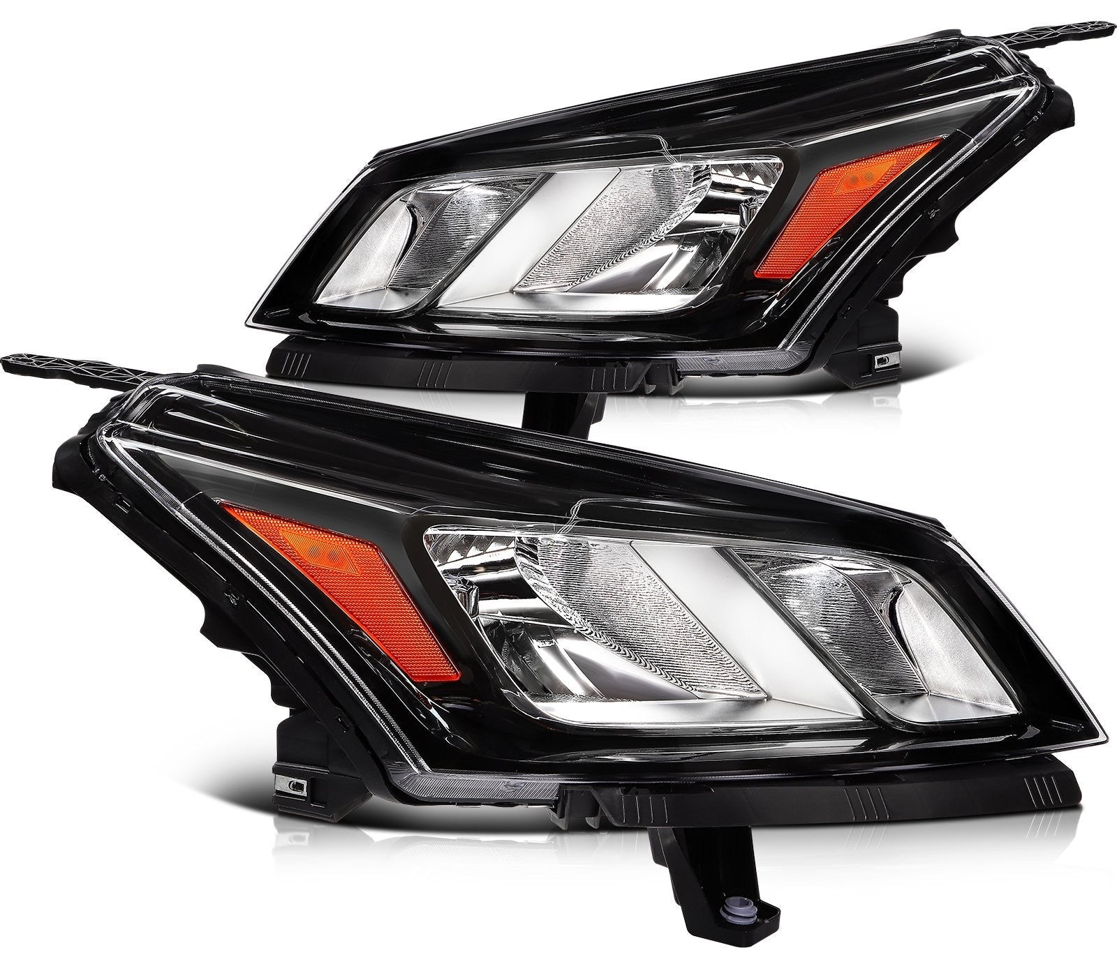ECCPP Headlights Assembly For Chevrolet Traverse 3.6L 2013-2017 Pair Black Amber 6B93BC-57