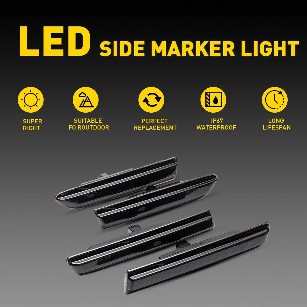 White LED Front Rear Side Fender Marker Lights For 2004-2008 Acura TL Base Smoke 6B93BC-57