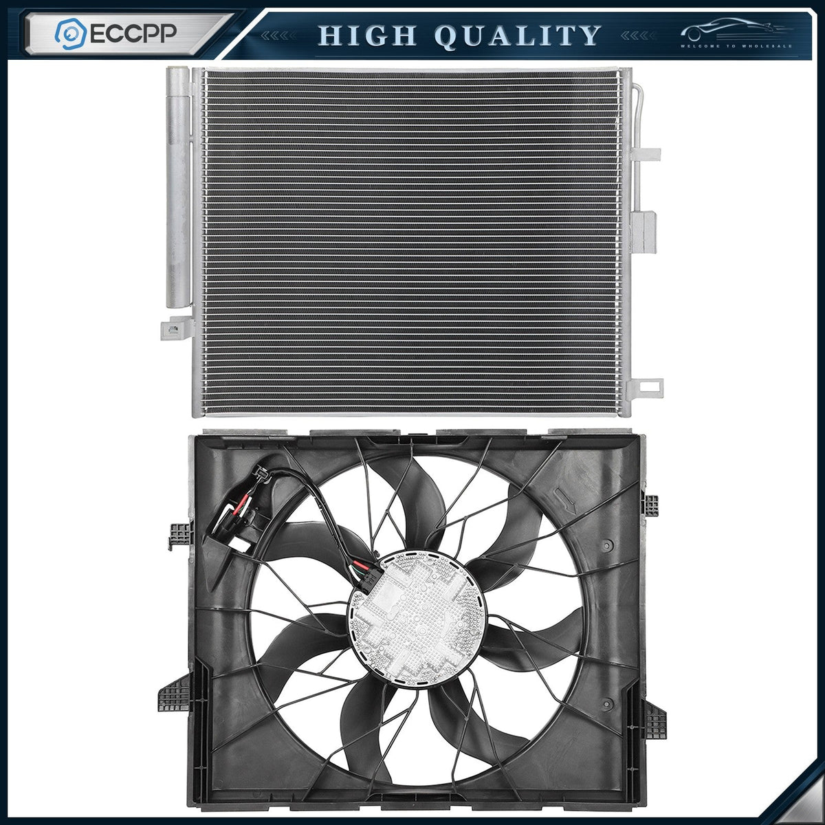 Electric AC Condenser Cooling Fan Kit For 2015 2016 2017-2020 Dodge Durango 6B93BC-57