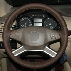 Top Leather Steering Wheel Hand-stitch on Wrap Cover For Mercedes Benz R350