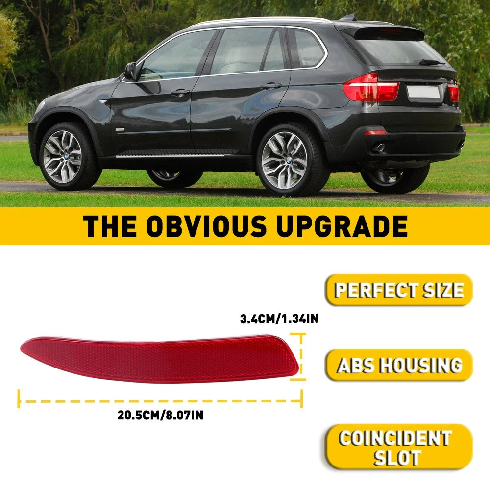 For BMW X5 E70 2007-2010 Left Driver Side Bumper Rear Reflector Light Red Lens 6B93BC-57