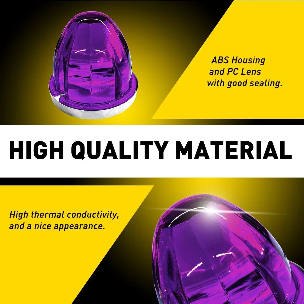 2x Purple LED Watermelon Marker Light Chrome Housings Waterproof Sealed 12-24V A 6B93BC-57