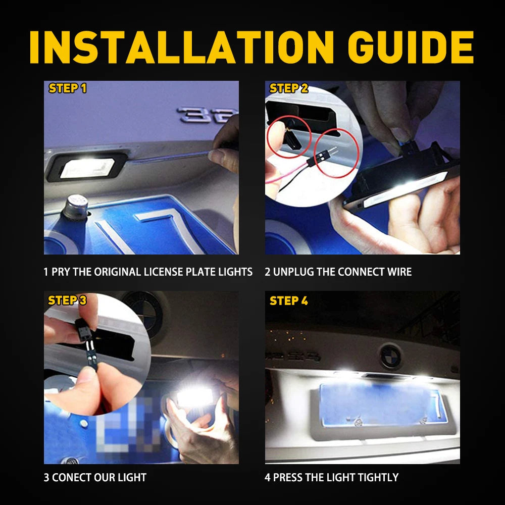 2 PCS LED Free Error License Plate For Audi Light A3 A4 S3 S4 A6 S6 Q7 A8 RS4 6B93BC-57