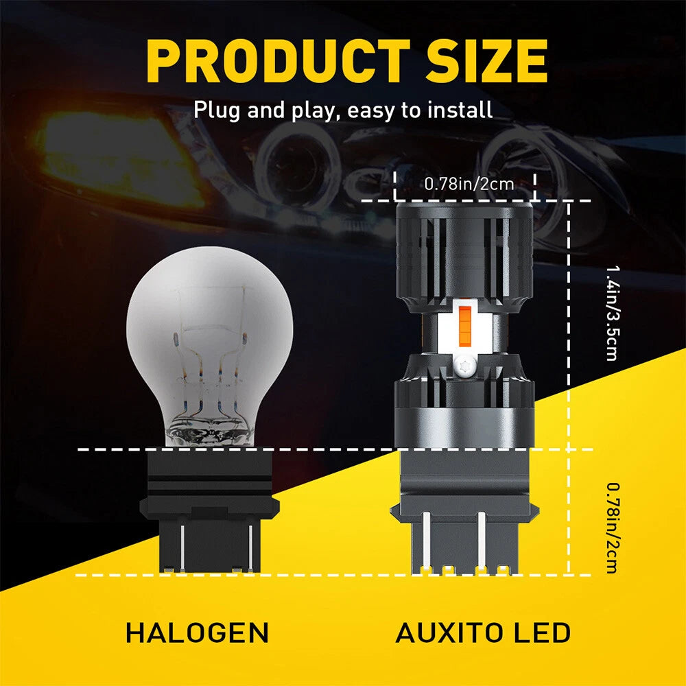 2X AUXITO 3157 LED Turn Signal Light Bulbs CANBUS Anti Hyper Flash Amber 2200K A AUXITO