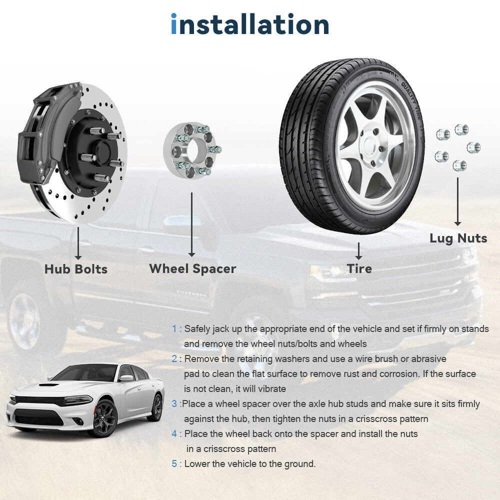 2 Pcs 1.5" 5x115 Hub Centric Wheel Spacers 14x1.5 For Dodge Challenger Charger 6B93BC-57