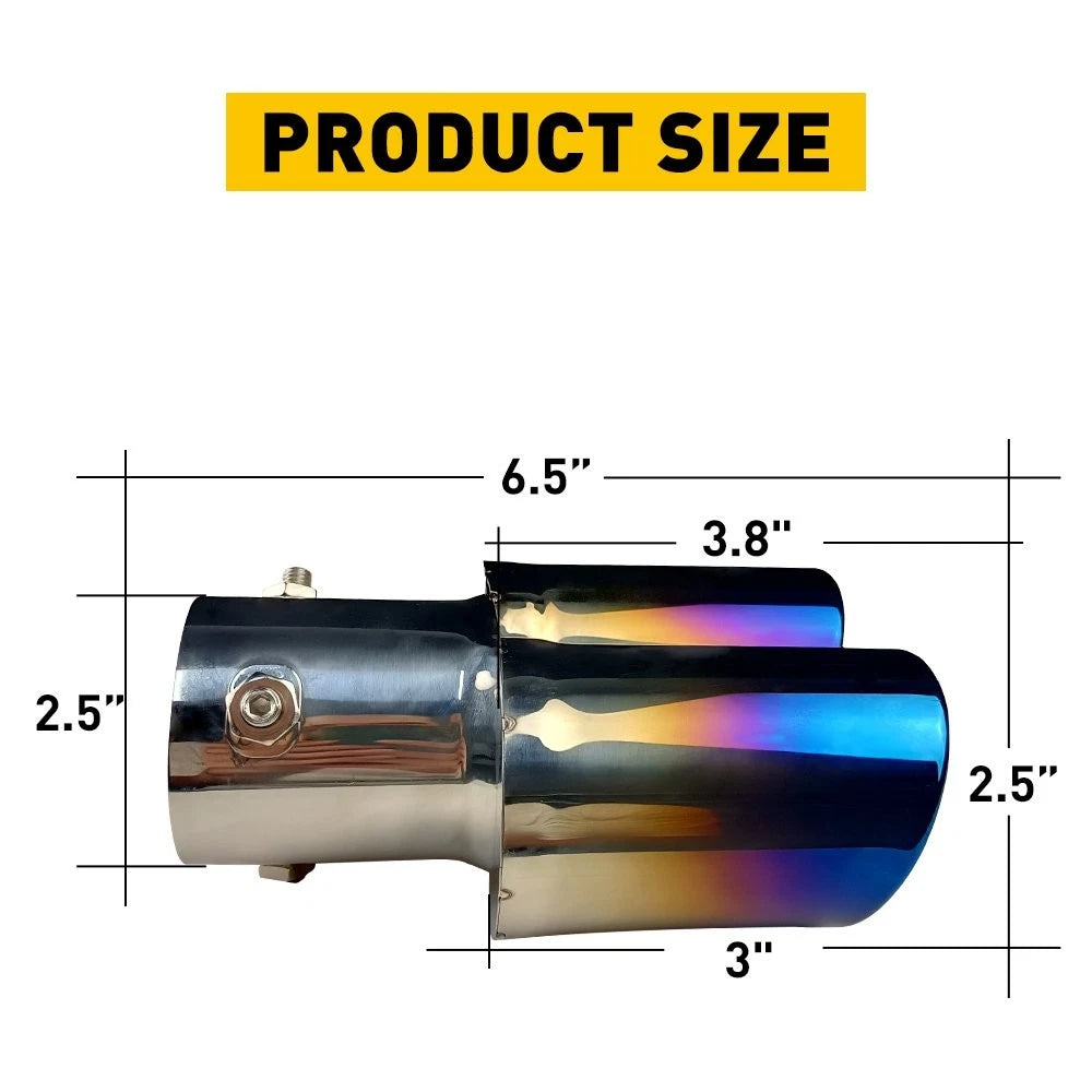 Stainless Car Steel Rear Dual Exhaust Pipe Tail Muffler Tip Throat Straight 2.5" 6B93BC-57
