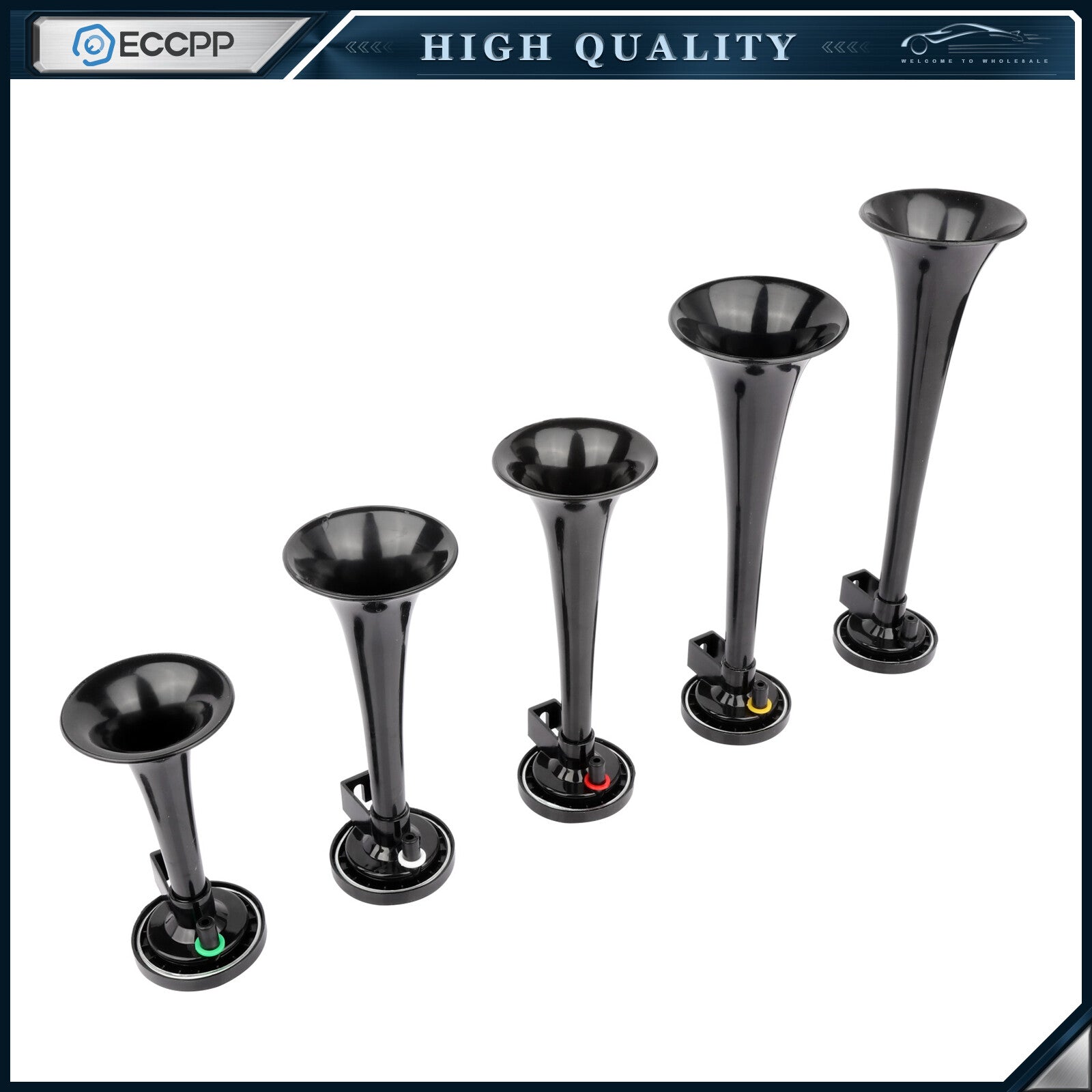 Dixie Musical 5 Black Plastic Trumpet Air Horn Dukes of Hazzard General Lee Kit 6B93BC-57