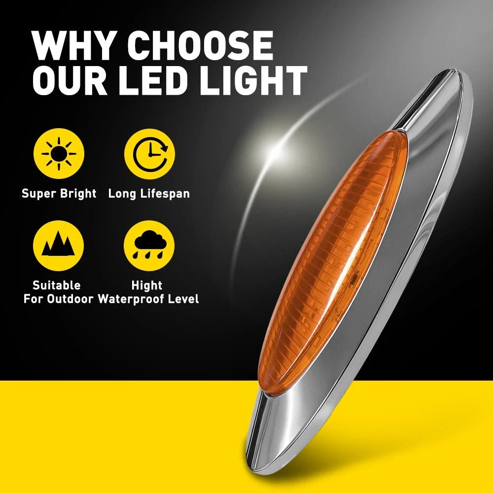 20PCS Marker Light 6.5" LED Truck RV Trailer Oval Clearance Side Light Amber EOA 6B93BC-57