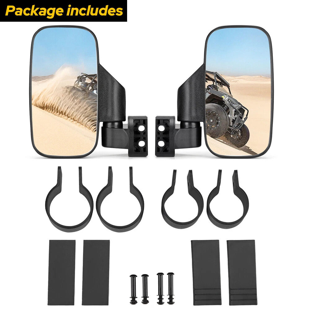 UTV Rear View Mirror Side Set Mirrors Roll Cage Clamp 1.75"-2" For Polaris RZR 6B93BC-57