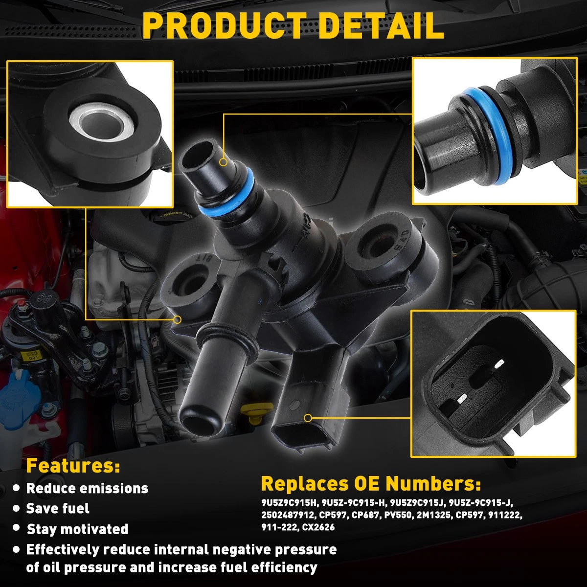 Vapor Canister Vent Purge Valve CP597 For 2013-2018 Ford Flex Taurus F-250 F-350 6B93BC-57