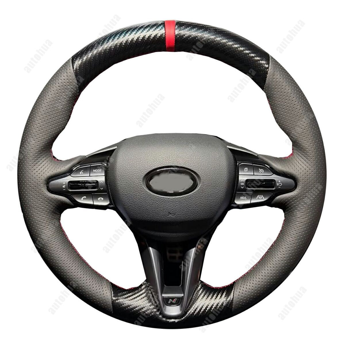3D Carbon Fiber&Leather Steering Wheel Stitch on Wrap Cover For Hyundai Veloster