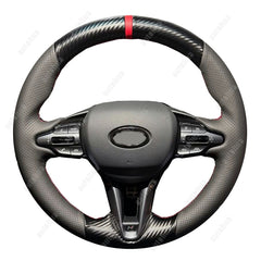3D Carbon Fiber&Leather Steering Wheel Stitch on Wrap Cover For Hyundai Veloster