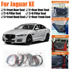 Door Rubber Seal Strips Weather Draft Wind Noise Reduction Kit For Jaguar XE