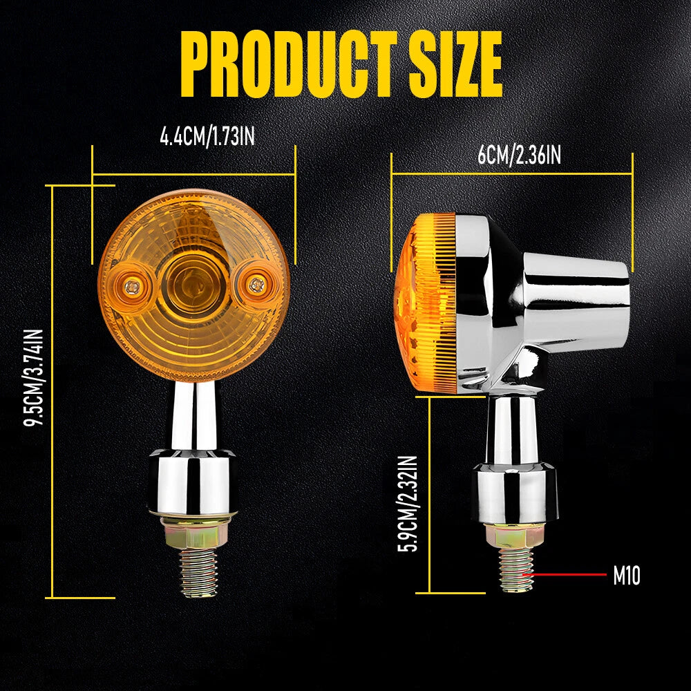 4PCS 10mm Amber Yellow Motorcycle Motorbike Turn Signal Indicator DRL Light EOA 6B93BC-57