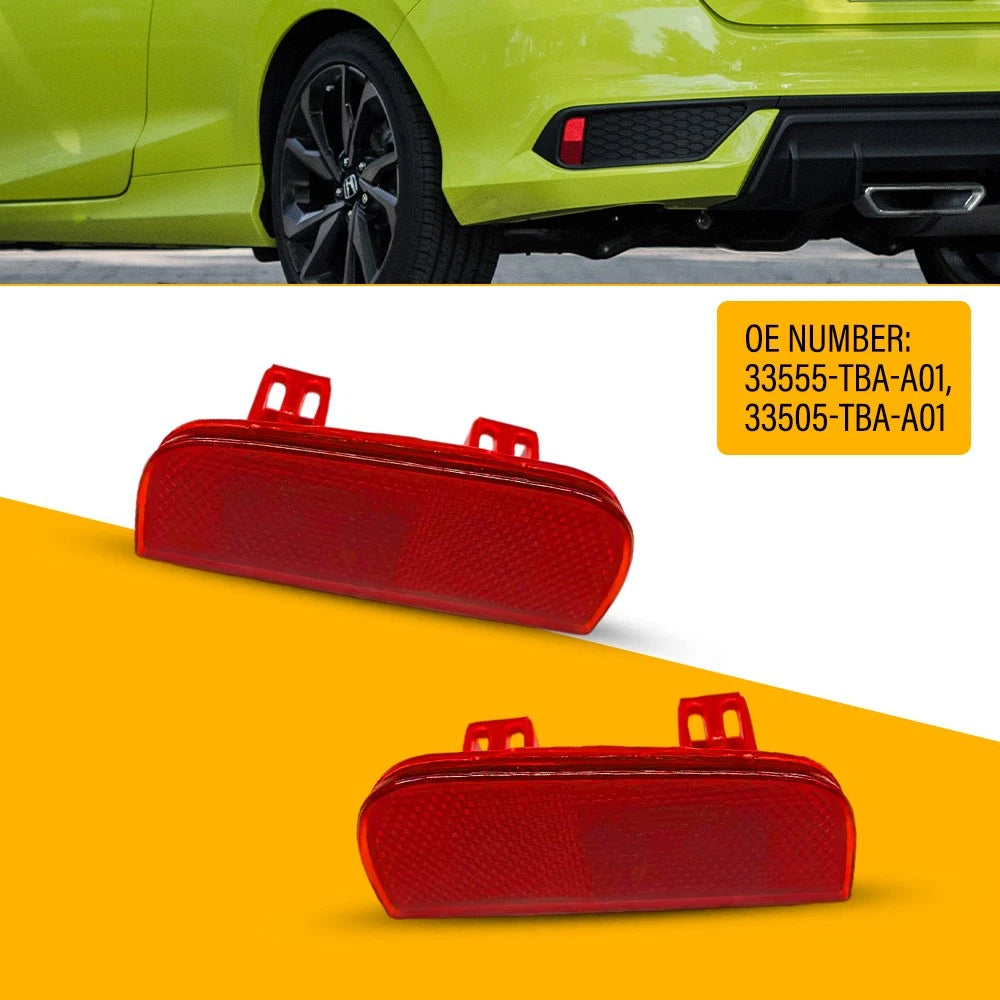 Red Rear Bumper Reflector Cover For 2016 2017 2018-2021 10th Gen Honda Civic EOA 6B93BC-57