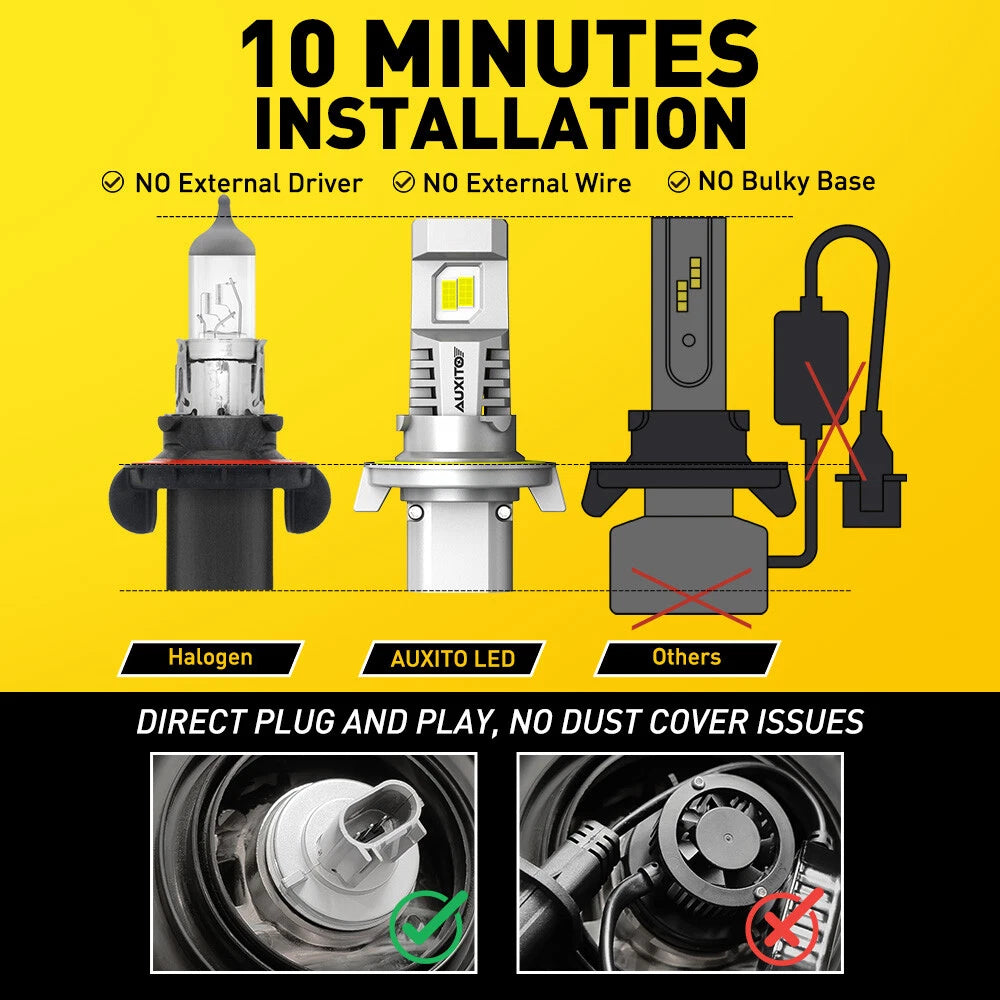 CANBUS H13 LED Headlight Super Bright Bulbs Kit White 30000LM Hi/Low Beam M6 EOA 6B93BC-57