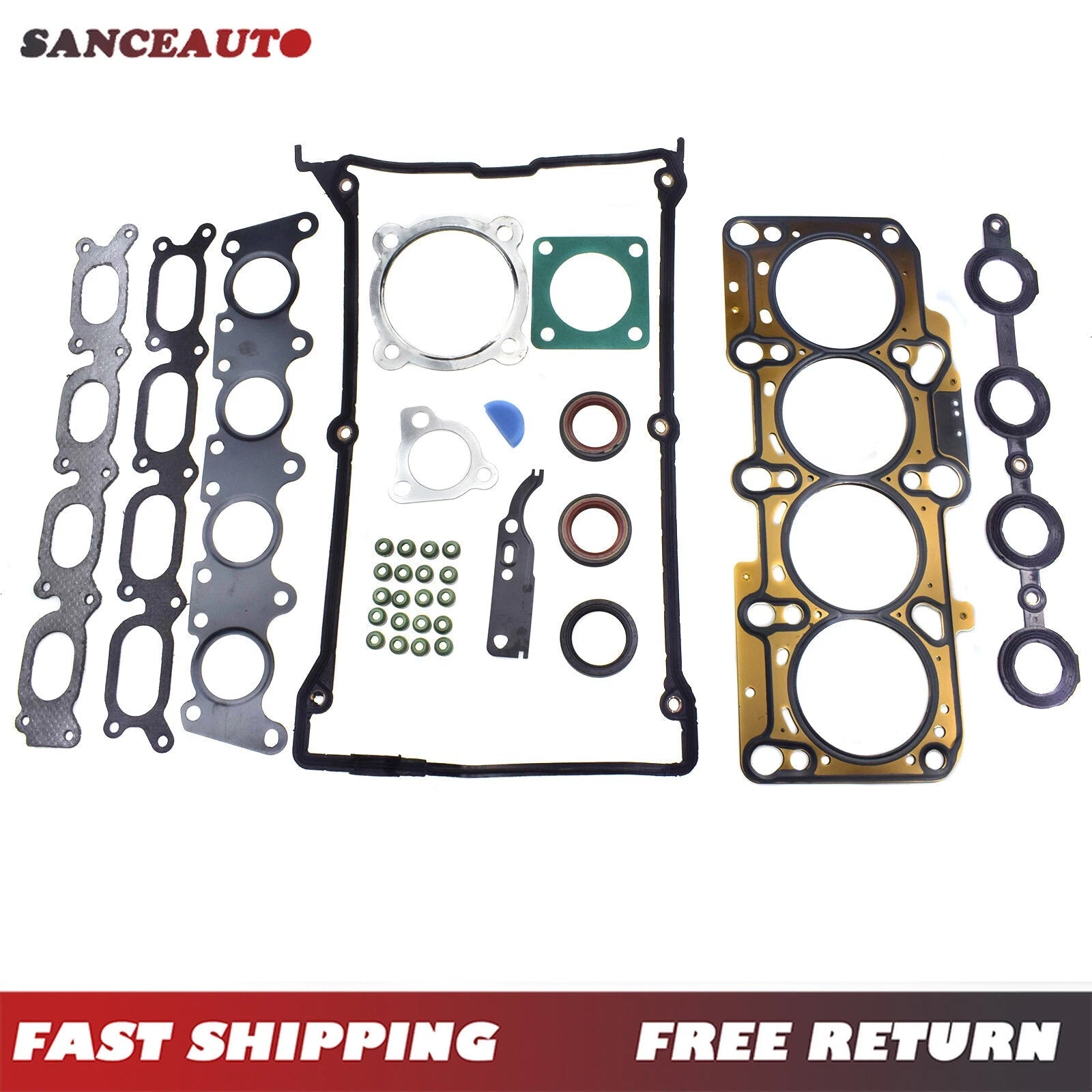 For Audi VW 1.8T Turbo Engine Cylinder Head Gasket Set w/ Turbocharger 058198012 6B93BC-57