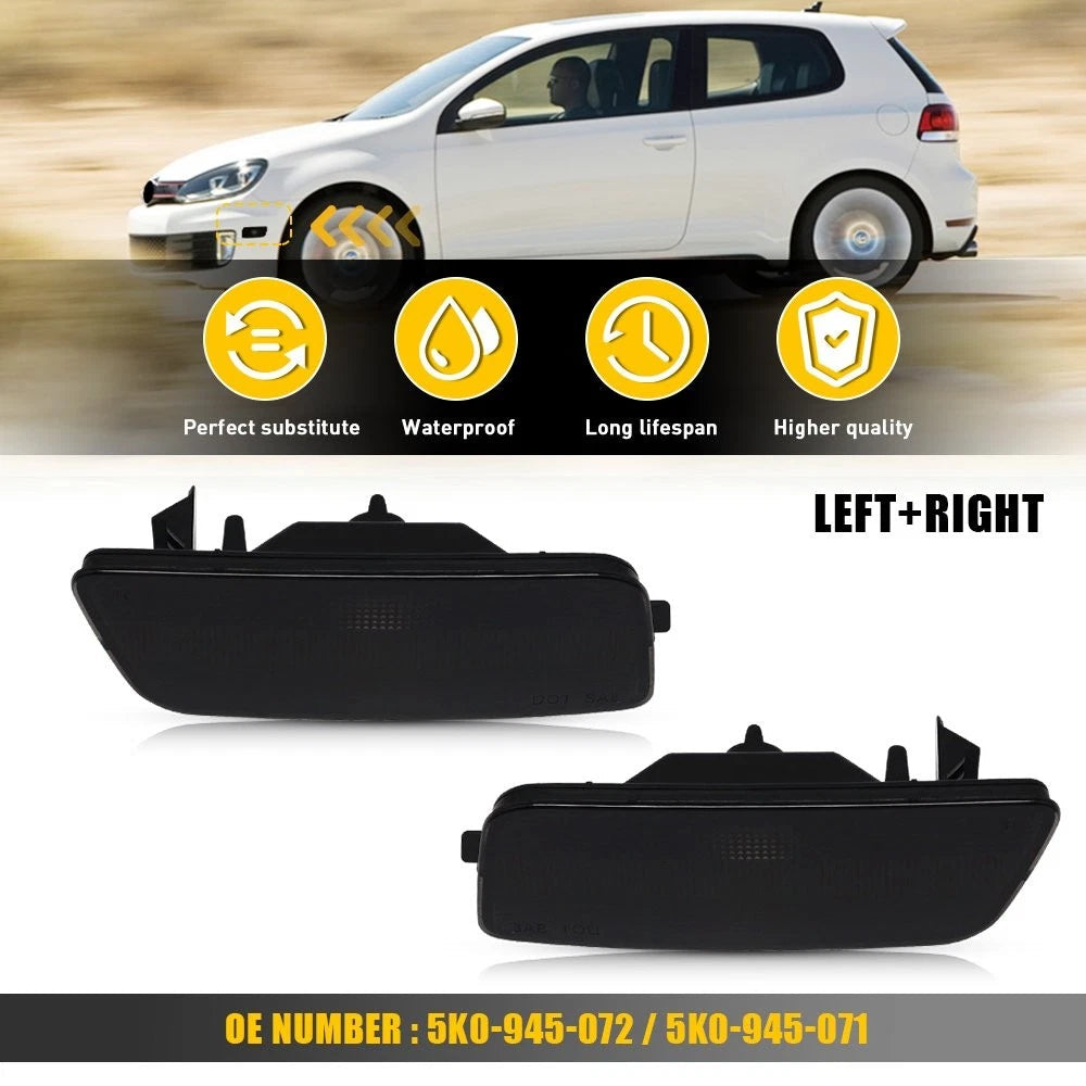 2X For 2010 11 12 13 14 VW MK6 Golf GTI Smoke Bumper Side Marker Light Housing A 6B93BC-57