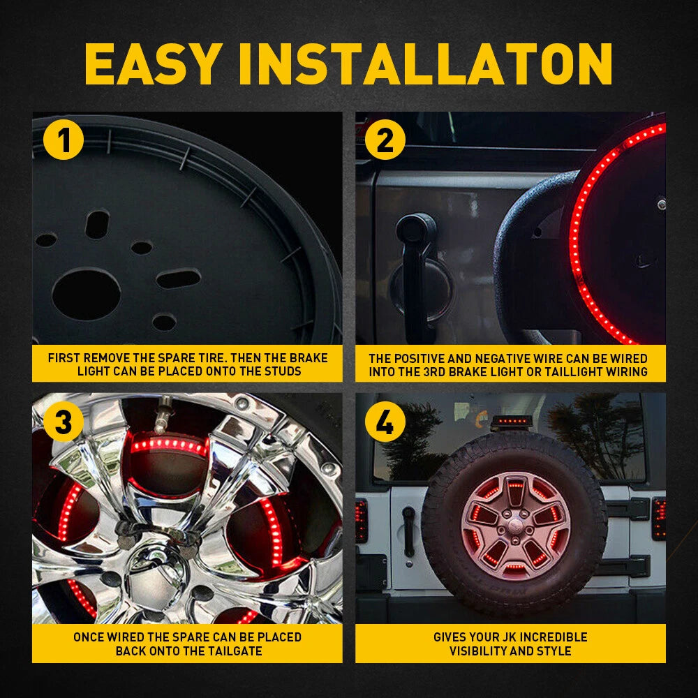 3rd Spare Tire LED Brake Lights High Mount Stop Light for Jeep Wrangler JK 86-21 6B93BC-57