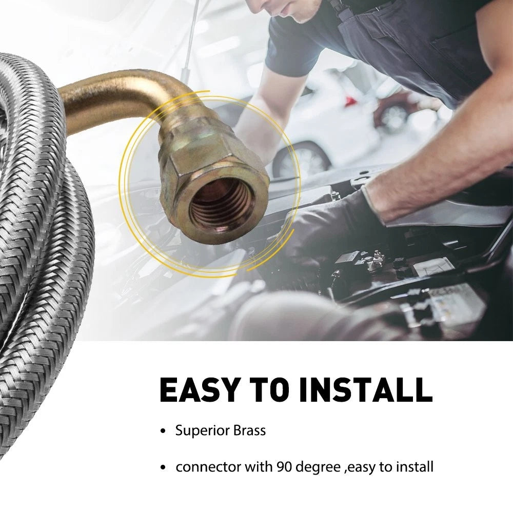 51" Length Hose 4AN Turbo Oil Feed Line Aluminum Alloy 90 Degree Straight 1/8NPT 6B93BC-57