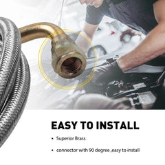 51" Length Hose 4AN Turbo Oil Feed Line Aluminum Alloy 90 Degree Straight 1/8NPT 6B93BC-57