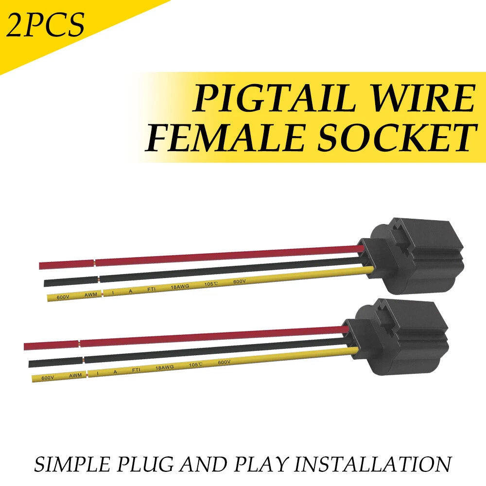 2X Front Turn Signal Light Bulb 9008 H13 Socket Harness Wire Car Accessories 12V 6B93BC-57
