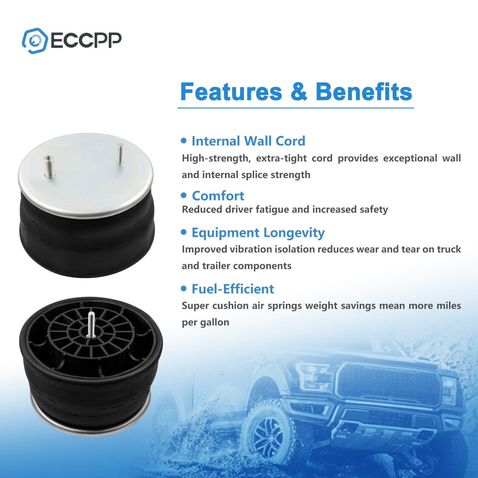 Pair Air Suspension Air Springs W01-358-8729 For ContiTech Goodyear 1R13-130 6B93BC-57