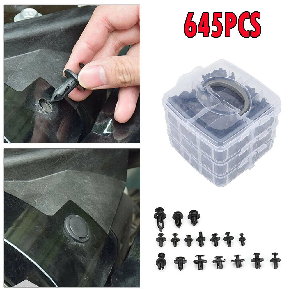 645pc Auto Fastener Mixed Car Clips Bumper Trim Fender Plastic Rivet Push Pins A 6B93BC-57